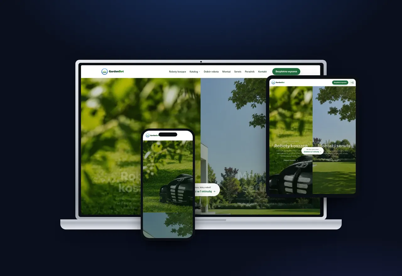 Sklep internetowy gardenbot.pl - roboty koszące, realizacja Dominik Mendrala Company